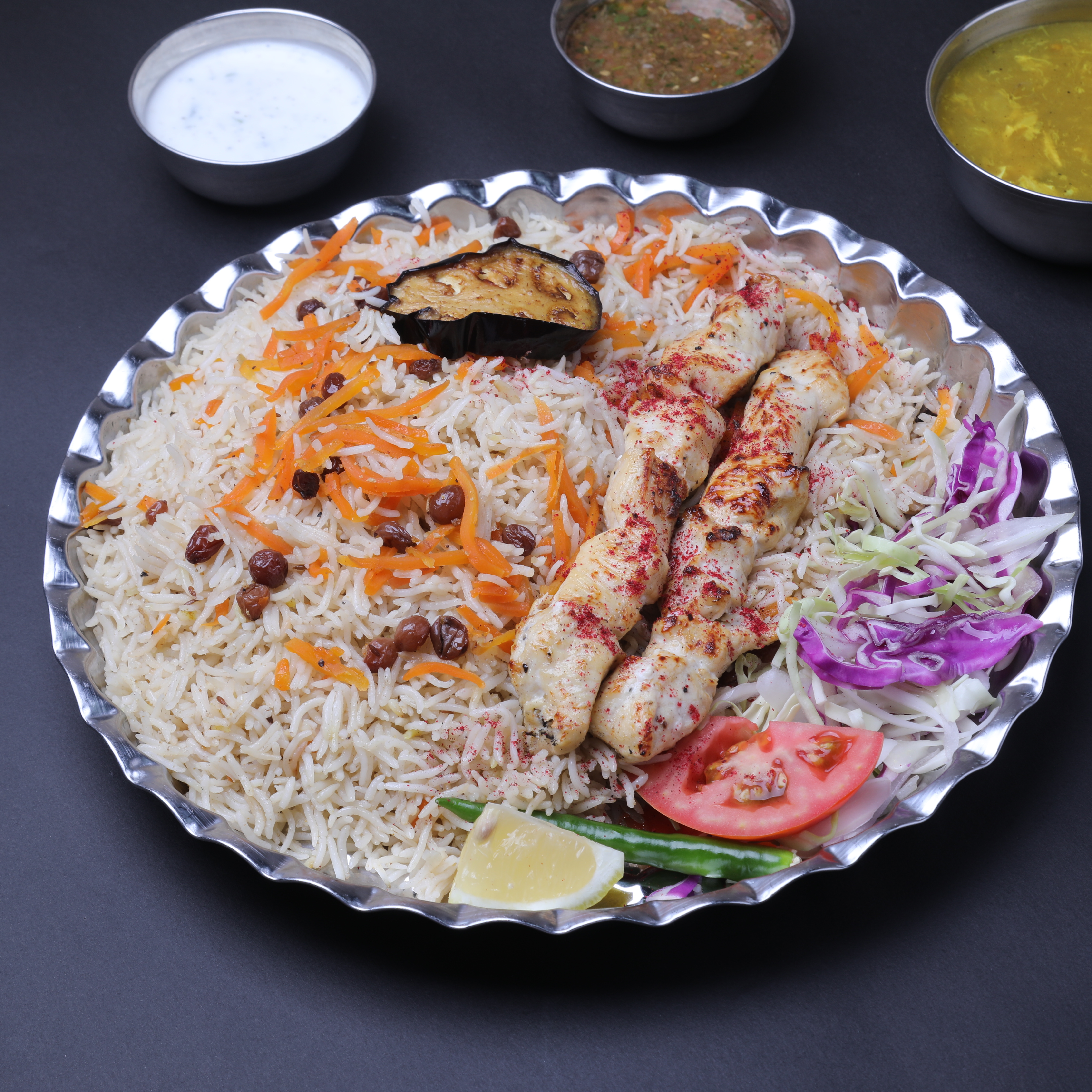 Tikka Kabab Chicken + Rice (2x Skewer)